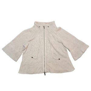 Lane Bryant Cardigan Sweater Jacket Woven Bell Sleeve Zip Up Tan Flowy Boho 18‎
